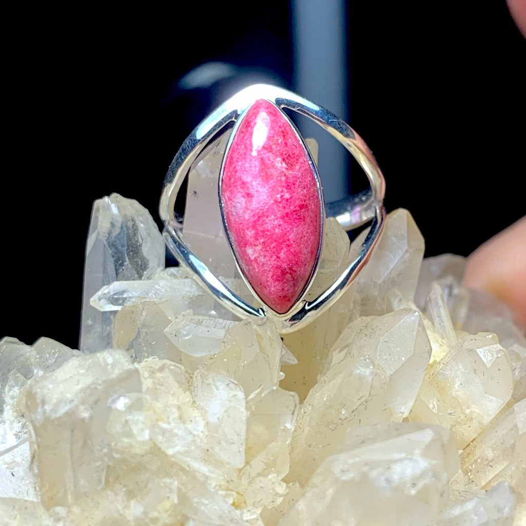 Solid Sterling Pink Thulite Ring